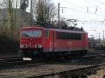 155 222-3 rangiert in Aachen-West. Aufgenommen am 27/02/2010.  ...