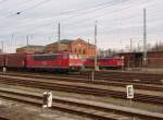 155 117-5 und 155 273-6 am 28.02.10 im Bahnhof Guben ...