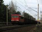 155 028-4 mit einem Kohlenzug nach Spreewitz am 19.03. durch ...