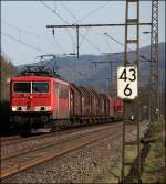 BR 155 155 111 (9180 6155 111-8 D-DB) ist von Kreuztal(?) auf dem Weg ins Ruhrgebiet. (23.04.2010)