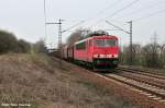 BR 155 Gleich nach dem Containerzug kam 155 232-2 mit einem gemischten Gz gen Lehrte auf der GUB daher (Ahlten 08.04.10) 