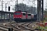 BR 155 das 155er Doppel (155 023+155 147) hat den 'Lumpi' im  Bf Stralsund bespannt am 26.04.2010