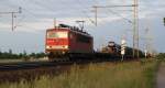 155 007-8 mit einem gemischten G�terzug aus richtung Seelze kommend,am ...