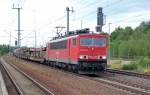 BR 155 155 222 zieht am 17.07.10 einen kurzen Mischer durch Muldenstein Richtung Bitterfeld.