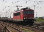 DB 155 048-2 mit Flachwagen Richtung Leipzig oder Halle, in ...