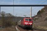 BR 181 mit Zugen 181 222-1 mit IC 335 (Luxembourg - Norddeich Mole) am 7. April 2010 bei Winningen (Mosel).