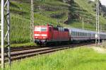 BR 181 mit Zugen 181 205 kurz vor Winningen. 10.06.2010