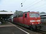 BR 181 mit Zugen EC 361 (Strasbourg-M�nchen Hbf) hier noch mit 181 207 als Zuglok im Krlsruher Hbf, sie wird gleich abgeh�ngt und am hinteren Teil des Zuges wird eine 101 angeh�ngt. 4.7.10 