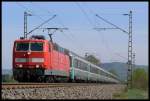 BR 181 mit Zugen 181 209 scheints an der Bergstra�e zu m�gen! Am 21.4.2007 zieht sie p�nktlich ihren EC 54 bei L�tzelsachsen gen Mannheim.