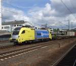 br-182-private ES 64 U2-062 'BoxXpress' f�hrt am 19.06.'08 mit einem Container Ganzzug durch den Bahnhof H. Messe/Laatzen