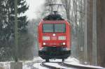 185 030-4 am 09.01.2010 unterwegs auf dem Anschlussgleis zwischen Ludwigshafen-Oggersheim ...