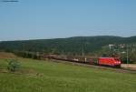 BR 185 mit Zugen 185 353-0 mit dem FE 44696 (Z�rich-Limmattal - Kornwestheim )  bei M�hringen 8.9.09