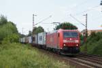 185 182-3 mit Containerzug in Limmer am 24.06.09  ...