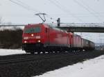 BR 185 mit Zugen 185 309-2 & 185 ??? mit Gz, zwischen Gem�nden (Main) und Karlstadt (Main), am 03.02.2010 