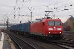 185 058-5 mit Containerzug in Mainz-Bischofsheim am 14.11.2009  ...