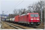 DB 185.347 mit einem G�terzug in Wien/Hietzing; 6.3.2010.  ...