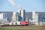 BR 185 mit Zugen 185364 am 09.03.10 bei Karlstadt/Main