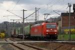 185 162-5 f�hrt am 10.4.2010 mit einem Hangartner-Zug durch Orlam�nde. ...