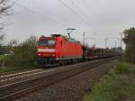 Die 185 154 am 29.04.2010 mit einem leeren Autozug unterwegs ...