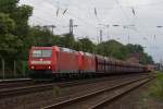 BR 185 mit Zugen 185 155-9 + 185 275-5 mit einem G�terzug bei der Durchfahrt durch Neuss-Allerheiligen am 29.05.10
