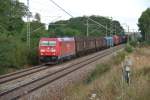BR 185 mit Zugen Br 185 284-7 mit ein Coilzug aus richtung Polen in Jacobsdorf(Markt) 23/09/2009.