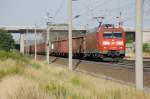 BR 185 mit Zugen 185 063-5 mit einem GZ zwischen Gro�wudicke und Rathenow in Richtung Stendal. 19.07.2010