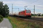 185 184-9 war wieder mal mit einem gemischten Zug unterwegs ...