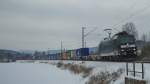 br-185-mrce 185 551-9 mit ihrem Containerzug in Fahrtrichtung Norden. Hier kurz vor Eschwege West. Aufgenommen am 02.02.2010.
