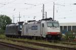 br-185-private 185 581-6 (Ewals Cargo Care) + 185 551-9 (MRCE) waren am 03.08.09 abgestellt in Krefeld Hbf