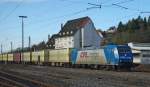 Am 27.02.2010 bespannte 185 523-8 den Warsteiner-Zug. Hier in Fahrtrichtung ...
