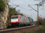 br-185-private 185 591-5 mit einem LKW Walter KLV gen Norden bei Istein 18.4.10