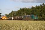185 Cl 006 mit einem Kesselwagenzug zwischen Leiferde bei Gifhorn ...