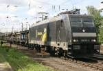 br-185-private Neubauer 185 573 mit leeren Autozug am 15.7.10 in Duisburg-Entenfang