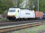 BR 186 Captrain E186 150 mit Containerzug am 10.4.10 in Ratingen-lintorf
