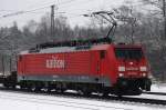 BR 189 Eleganz im Schnee: 189 058-1 im Lokportrait. (Neuoffingen, 14.01.2010).