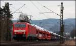 BR 189 Immer wieder interessant ist die L�nge des 'AUDI-Express', Ingolstadt-Nord - Emden, der am 19.03.2010 von der 189 021 (9180 6189 021-9 D-DB) bespannt wurde. 