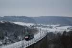 br-189-dispolok Am 05.01.2010 �berquerte die noch sehr neue ES 64 F4-280 von MRCE Dispolok als Lz den Bekeviadukt in Altenbeken.