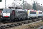 br-189-dispolok Die E 189-207 der CTL Logistics und die belgischen 1833 & 1834 stehen als Lokzug abgstellt in Mgladbach HBF am 14.03.2010