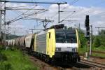 br-189-dispolok 189 205 mit G�terzug durchquert Pirna in Richtung Bad Schandau, 04.06.2010