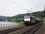 br-189-mrce E 189-211 (ES 64 F4-211) f�hrt am 18.07.10 mit einem G�terzug durch k�nigstein Kr. Pirna Richtung Dresden.