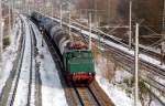 254 052 der LEG zieht am 30.01.10 einen Kesselwagenzug aus ...