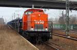 BR 203 Die V160.5 mit einem leeren Autotransportzug in Wustermark 19.03.2010