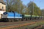 BR 203 Spitzke V100-SP-001 am 6.4.10 mit Bauzug in Ratingen-Lintorf
