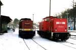 BR 204 204 246-3 und 204 790-0 am 21.12.1999 in Lobenstein (Th�r).
(gescantes Bild)