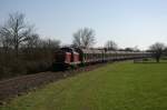 br-211-db-v-100 V 100 1365 alias 211 365-2 der BayernBahn f�hrt am 06.04.2010 mit dem Henkel-Zug Wassertr�dingen-Monheim zwischen Unterschwaningen und Kr�ttenbach in Richtung Gunzenhausen.