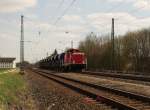 br-212-db-10020 Mit v�llig anderem Aussehen brachte die 212 310 -7 den Schotterzug von Railpro wieder zur�ck. (Die Lok war einfach nur mit der anderen Seite vorraus), ( 06.04.2010, Mangolding)