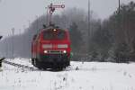 BR 218 Lokportraits 218 397-8 beim umsetzen in Munster auf den zugeschneiten Gleis 1 bei wieder einsetzenden Schneefall am 29.01.10