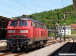 Auf dem Pr�sentierteller steht 218 456-3 im Bf Horb vor ...