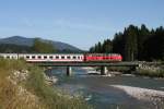 BR 218 mit Zugen Eine 218 mit einem IC bei Fischen im Allg�u. 16.08.2009