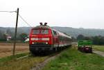 BR 218 mit Zugen Am 11. September 2009 bef�rdert die Ulmer 218 196 die RB 13495 von Wendlingen bei Brucken  �ber die zugewachsenen Gleise der Teckbahn in Richtung Oberlenningen.